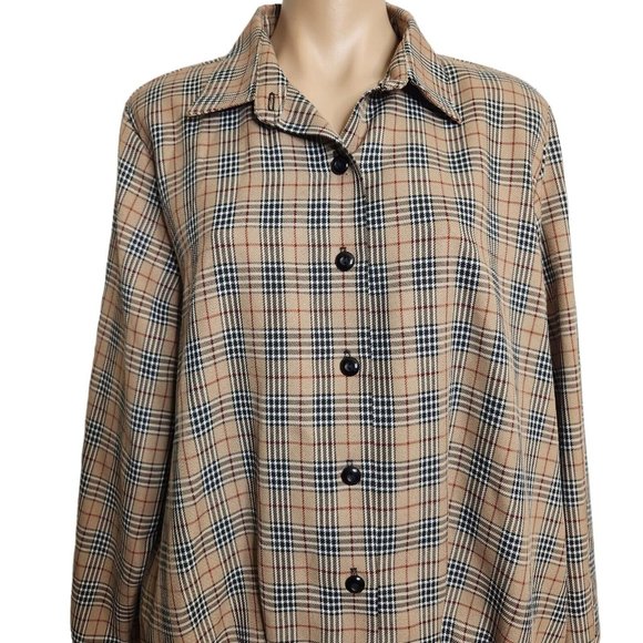 Alfred Dunner Glen Plaid Red Black Tan Button Up Jacket Coat Size 12 - Picture 3 of 7